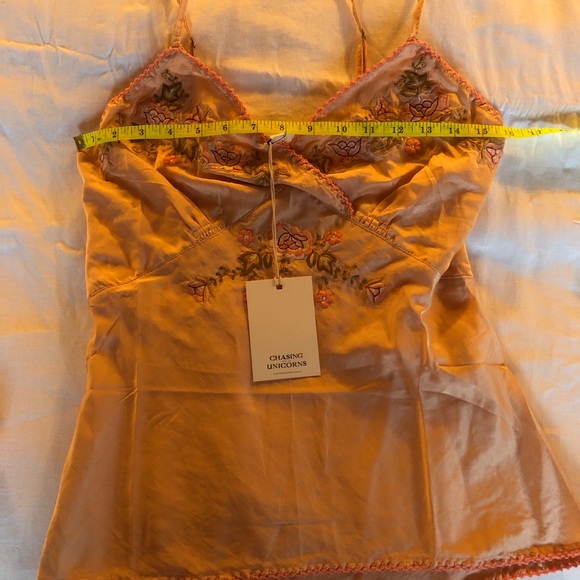 SOLD Cami only) NWT Chasing Unicorns silk cami Size Small - Picture 2 of 4
